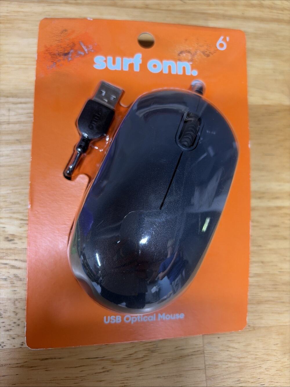 NEW Surf ONN Optical Mouse Wired USB Scroll Wheel 3 Button Grey 6' Plug and Play